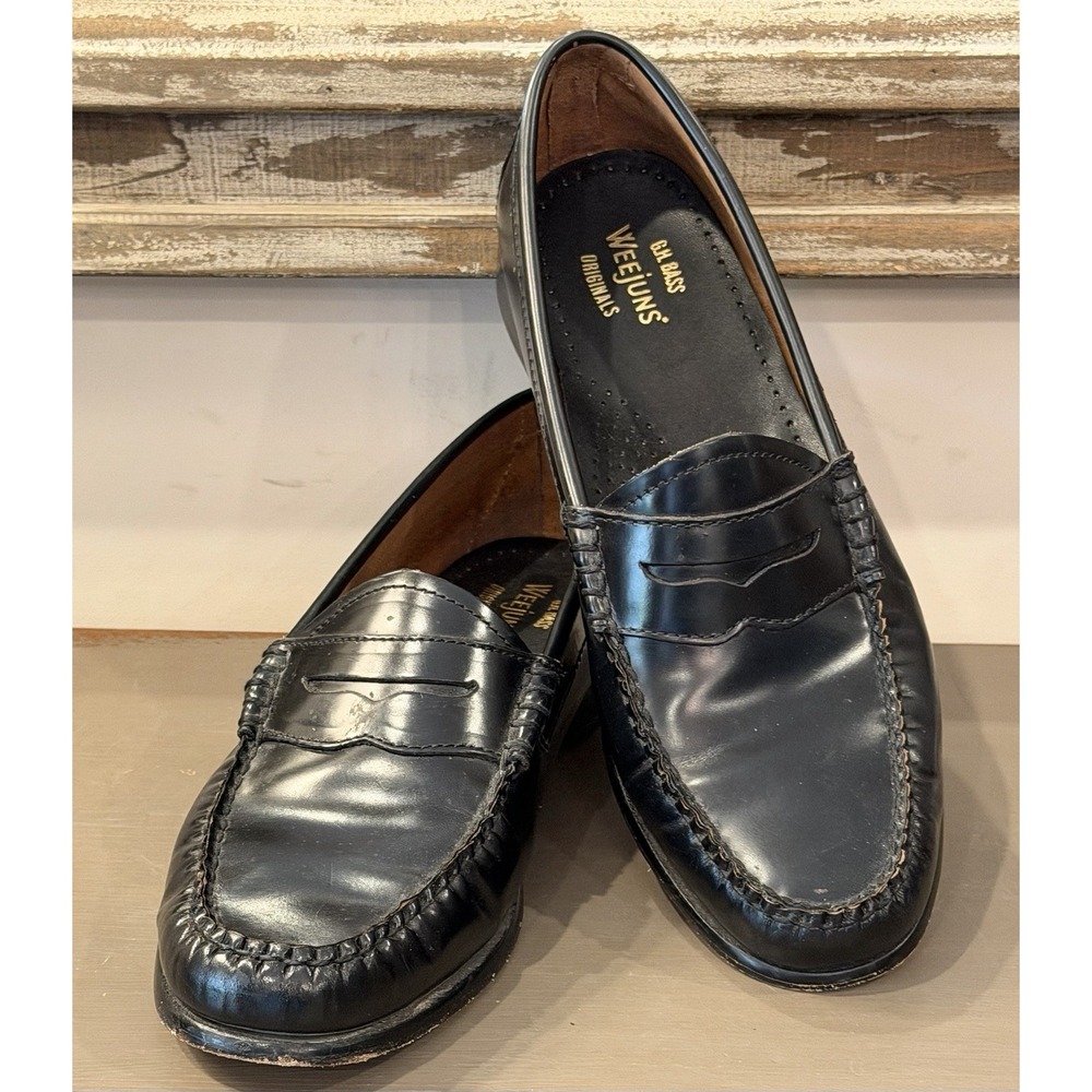 GH Bass Weejuns Whitney Loafers Women's Size 8.5 Black Leather Preppy Classic